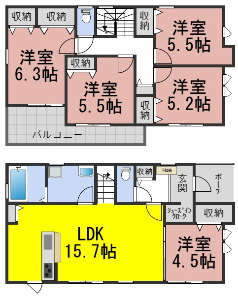 ６７０５２　羽島市竹鼻町狐穴新築戸建ての間取り