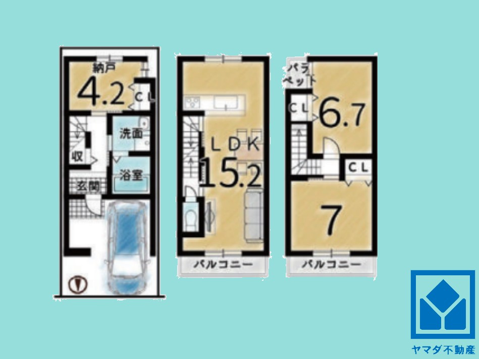 伏見区横大路下三栖山殿の間取り
