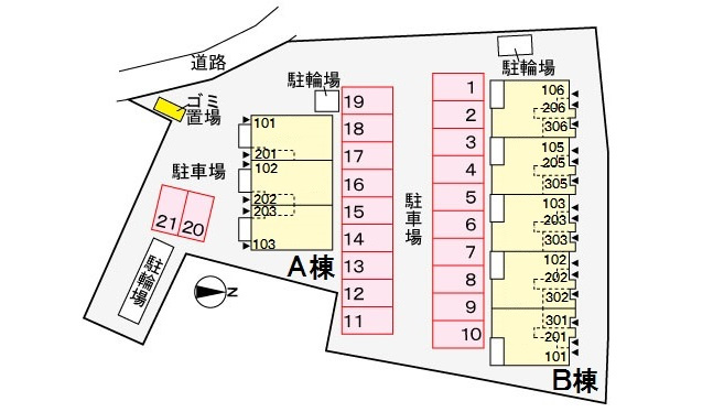 ボヌール山田館 Aの区画図