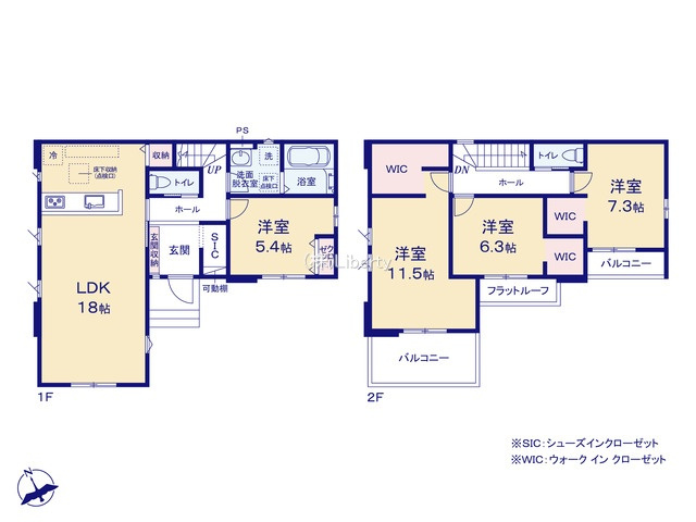 土浦市文京町1期　新築戸建　1号棟の間取り