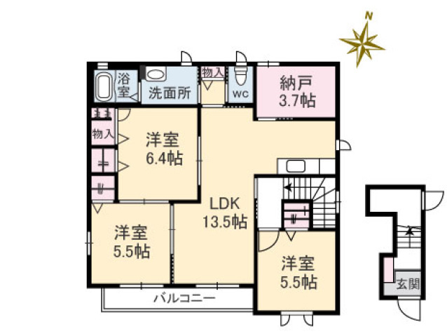 シャーメゾン北大河の間取り