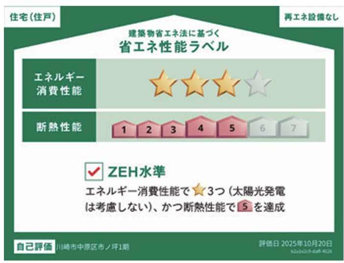 川崎市中原区市ノ坪　№2の省エネ性能ラベル