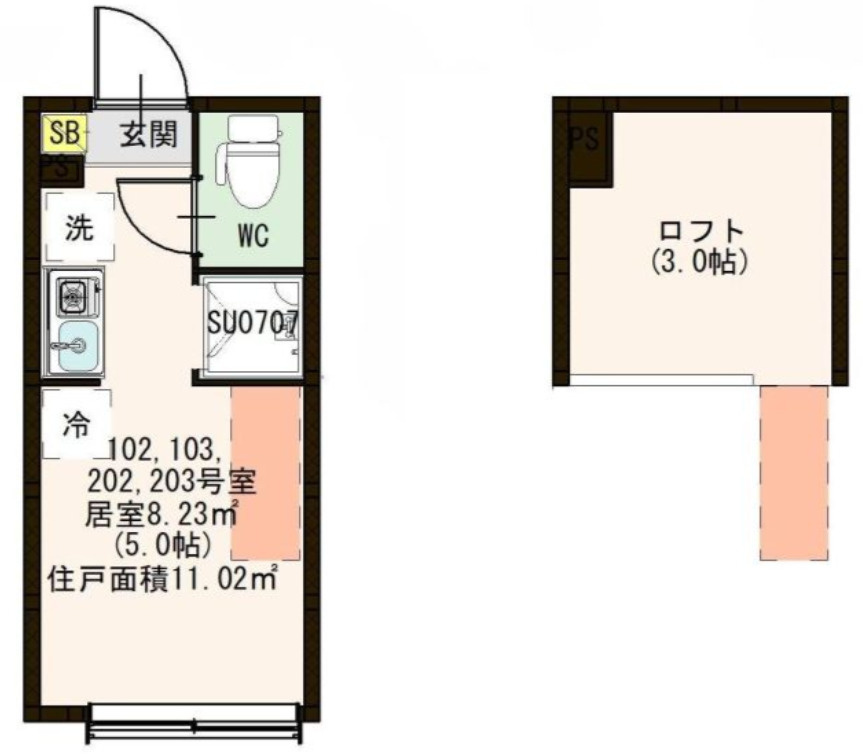 板橋区弥生町の賃貸マンションの間取り