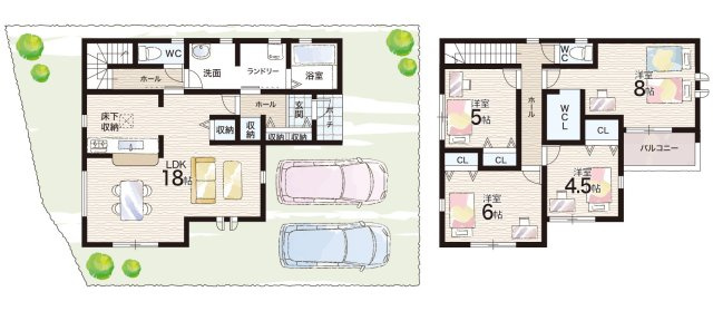 姫路市西庄　第3期　新築一戸建ての間取り|1号地