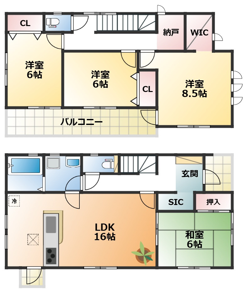LiveleGarden.S上三川町上三川第11の間取り|全室南向きで陽当たりの良い間取りです