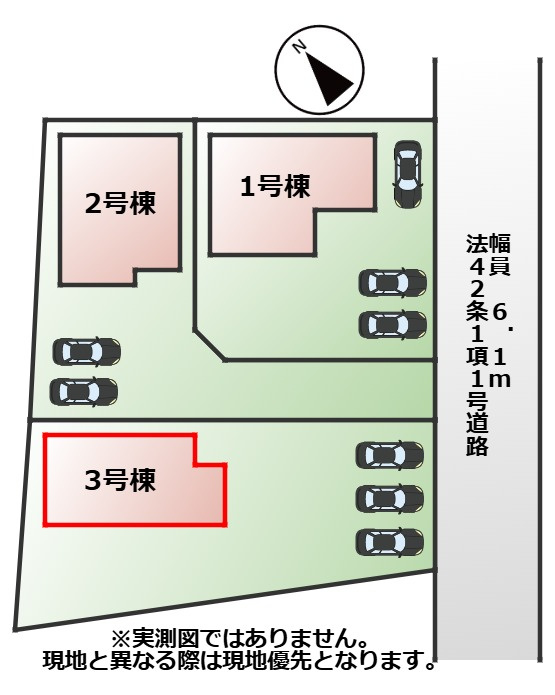 LiveleGarden.S上三川町上三川第11の区画図|【全3棟】各号棟の詳細については、お気軽にお問い合わせください♪