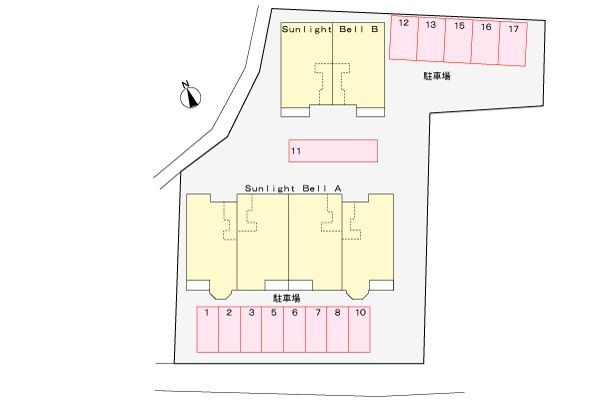 Ｓｕｎｌｉｇｈｔ　Ｂｅｌｌ　Ｂ　　 刈谷市近郊の賃貸はクラスホームの駐車場