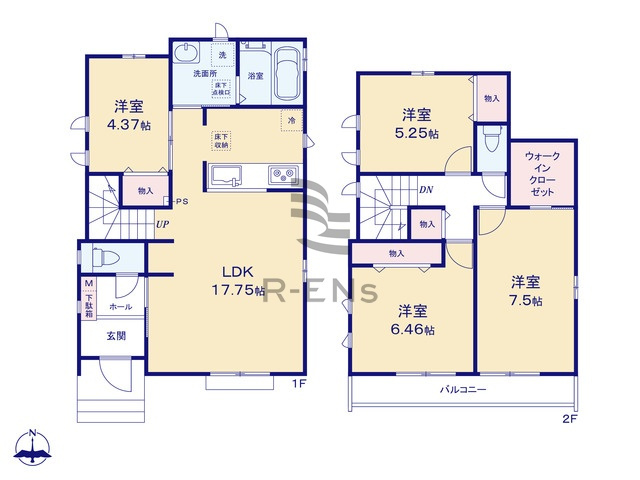 【間取り】 | 西東京市中町１丁目　新築戸建て　A号棟 | 4LDK・土地面積114.01ｍ2・建物面積98.74ｍ2