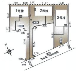加須市下高柳第3　新築一戸建て　01　クレイドルガーデンの区画図|全３棟