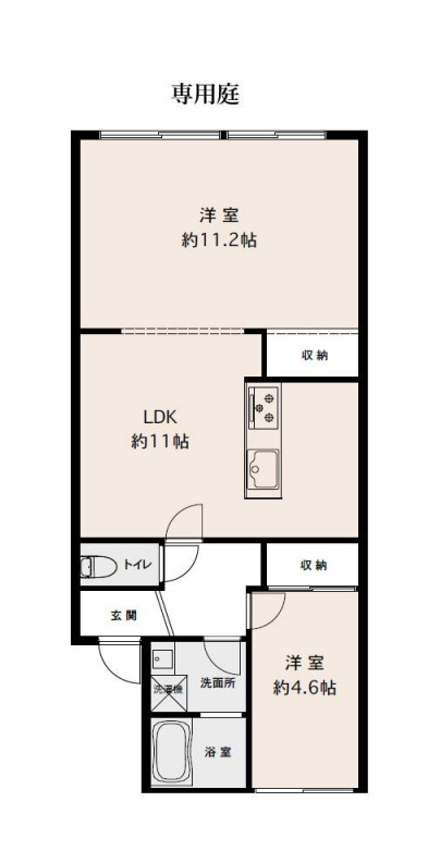 パークプラザ大宮大成の間取り|【パークプラザ大宮大成】・2LDK・専有面積59.93m2・バルコニー面積5.88m2・専用庭13.00㎡