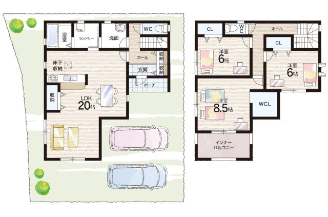 姫路市西庄　第3期　新築一戸建ての間取り|2号地