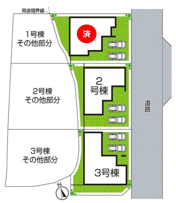姫路市西庄　第3期　新築一戸建ての区画図|全3区画