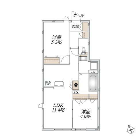 Maison de Brun Pose A（ﾒｿﾞﾝﾄﾞﾌﾞﾗﾝｴｰ）の間取り