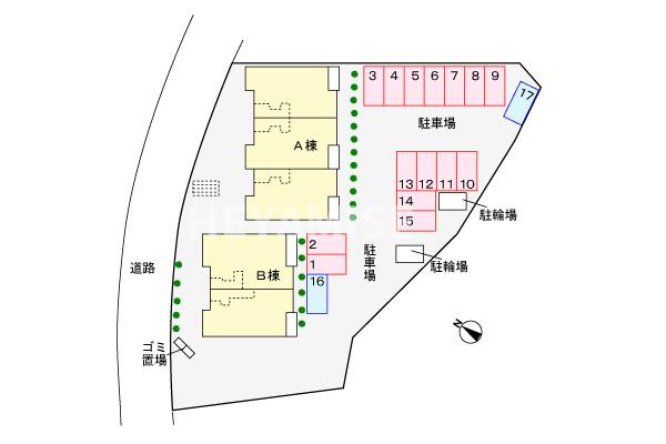 クローバー三城Aの区画図