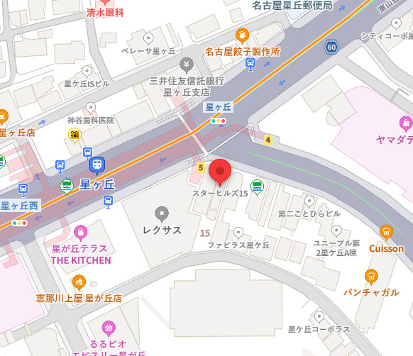 名古屋市千種区星が丘元町の店舗一部の地図