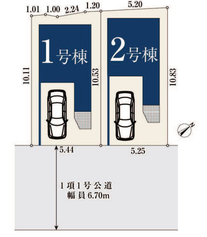 横浜市西区元久保町010②　1号棟の区画図