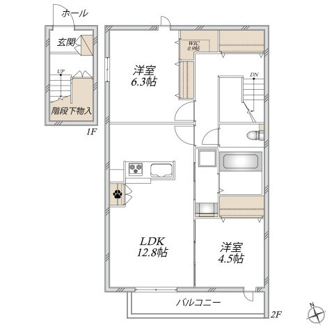 Maison de Brun Pose A（ﾒｿﾞﾝﾄﾞﾌﾞﾗﾝｴｰ）の間取り