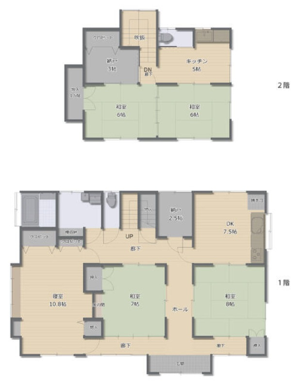 【中古戸建】桐生市境野町7丁目の間取り|■間取り図｜敷地面積：245.77㎡（約74.34坪）建物面積：144.91㎡（約43.83坪）