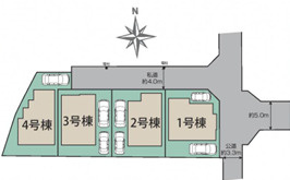 【仲介手数料無料】東村山市多摩湖町全４棟４号棟　東村山の不動産は西武ハウジングの区画図