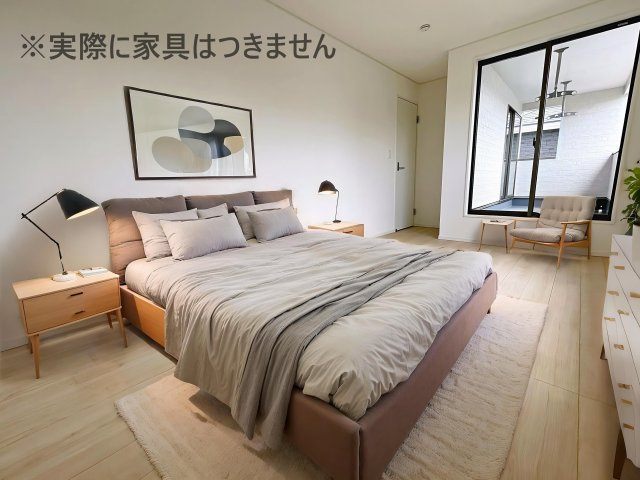 新築戸建・新築建売　郡山市富田町第23　富田小・富田中の洋室|画像はバーチャルホームステージングの加工による演出で、実際の家具は付きません。