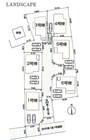 あきる野市高尾　新築戸建全6棟の区画図
