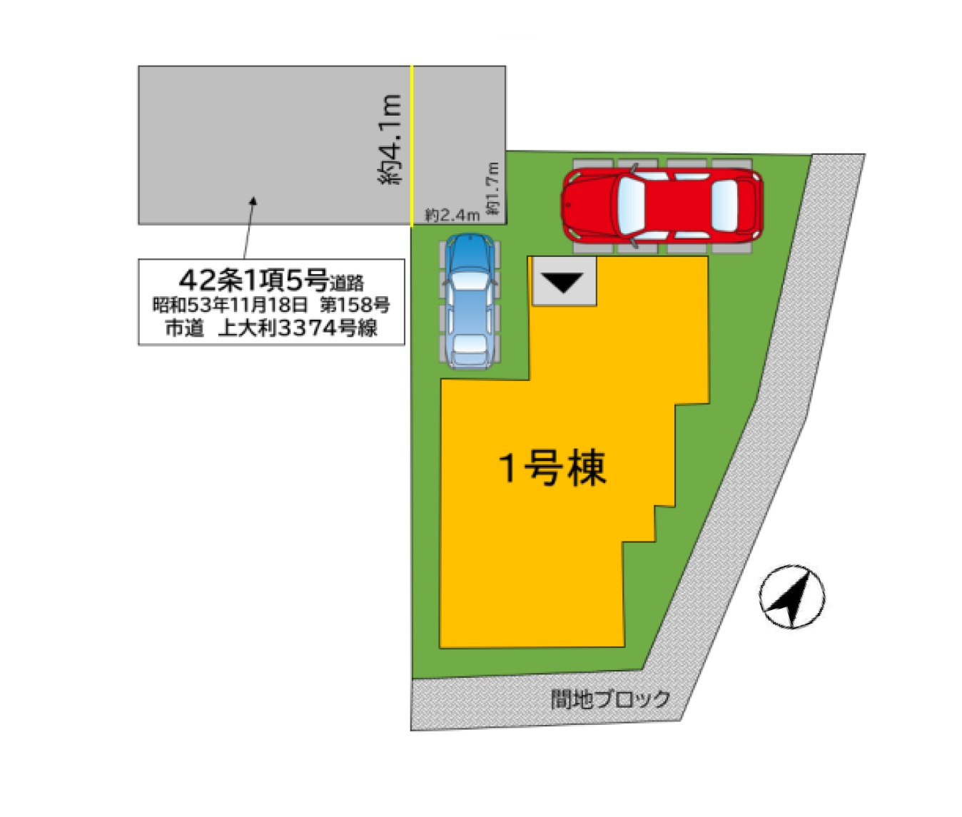 S・大野城市上大利4丁目第3-1棟（1号棟）の区画図|配置図