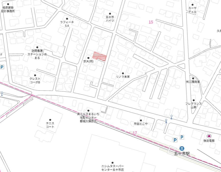 都城市久保原町の売地の土地図