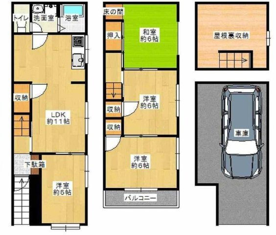 房王寺町7丁目の間取り|大容量の収納スペースで住空間もスッキリ広々

