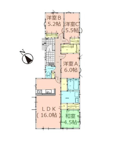 福岡市南区大平寺2丁目第5-1棟（1号棟）の間取り|全居室収納付きで便利です。