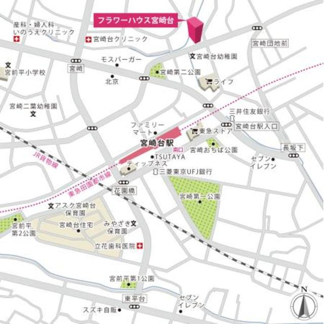 フラワーハウス宮崎台の地図