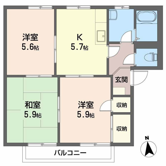 【間取り】 | フレグランス南久米 Ｆ棟