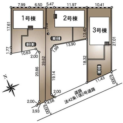 【区画図】 | Cradle garden加須市下高柳第3　1号棟 | 現況と異なる場合は現況優先とさせていただきます