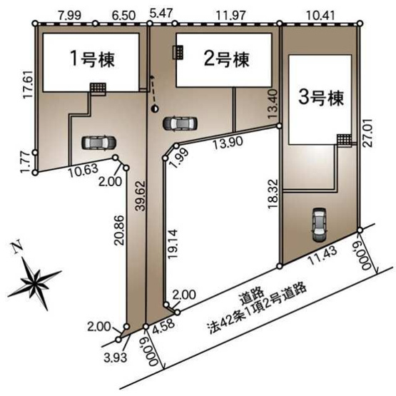 【区画図】 | Cradle garden加須市下高柳第3　1号棟 | 現況と異なる場合は現況優先とさせていただきます
