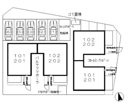 川崎市多摩区宿河原３丁目のアパートの区画図