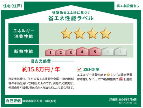 売新築戸建　静岡市葵区松富１丁目の省エネ性能ラベル
