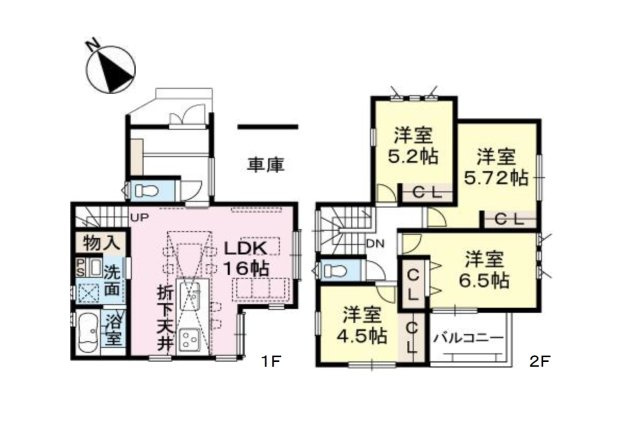 福岡市南区横手3丁目第6-5棟（4号棟）の間取り|全居室収納付きで便利です。