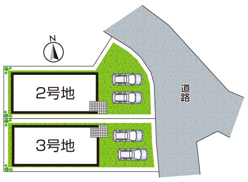 交野市郡津　新築一戸建ての区画図|全2区画