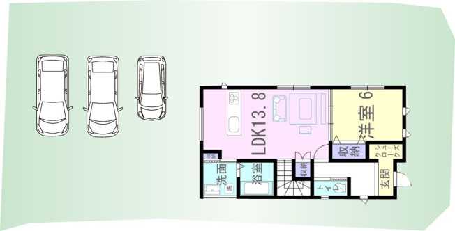 【区画図】 | 松浦町新築建売 | 駐車場には並列で3台は停められます。