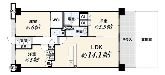 【Re Dream】メイツ京都梅津の間取り|3LDK、価格3999万円、専有面積66.15m2