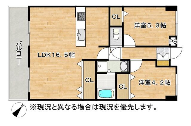 【間取り】 | スワンマンション東箱崎 | 筥松小学校まで徒歩10分でお子様の通学も安心♪徒歩10分圏内にコンビニ・ドラックストア・病院など、利便性の高い立地です♪