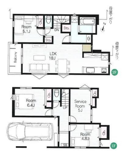 【間取り】 | 西東京市北町３丁目　新築戸建て　２号棟 | 3SLDK・土地面積79.68ｍ2・建物面積108.44ｍ2