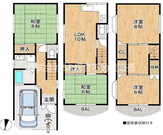 若江東町4丁目中古戸建の間取り|全居室6帖以上のゆったりめ設計で家族の時間・個々の時間を大事にできる造りです！