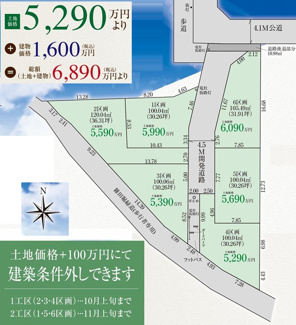【土地図】 | 【仲介手数料無料！！】府中市本町4丁目　建築条件付き売地（全6区画）2区画　5590万円 | 建築条件外し可能（有料・期限付き）
