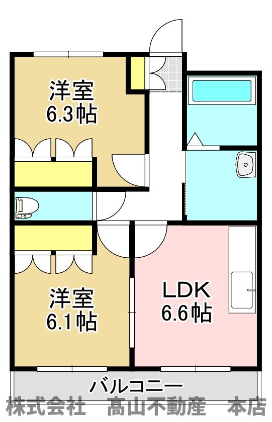 宗像市平等寺のアパートの間取り