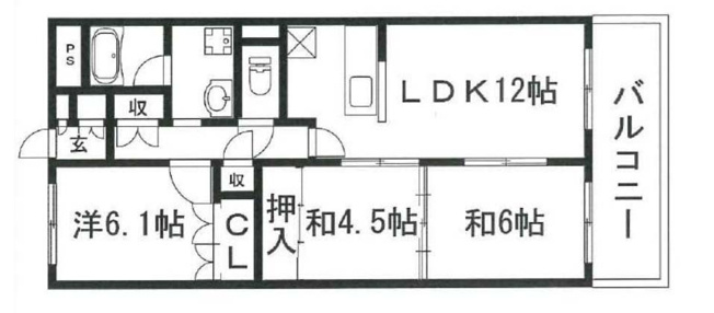 【間取り】 | 朝日プラザ宇治 | 専有面積64.55㎡