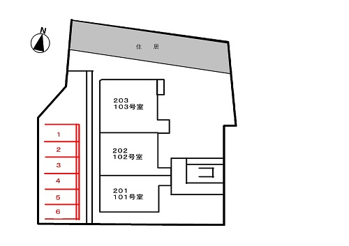 ハイツ友舞Ⅴの区画図|駐車場