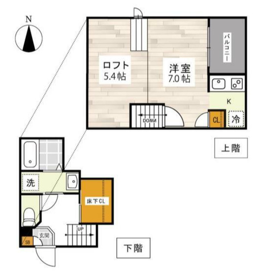 熊本市東区若葉３丁目のアパートの間取り