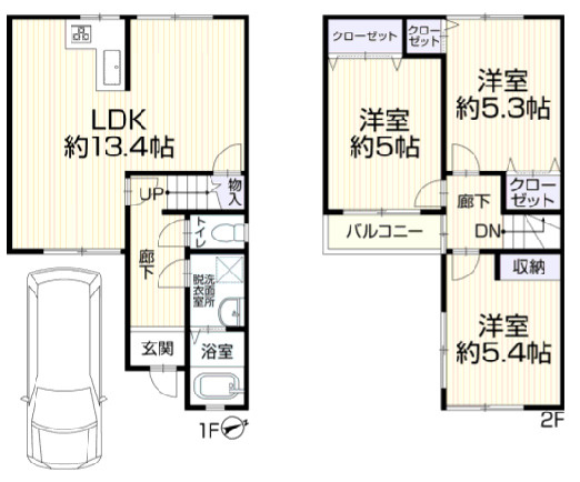 尼崎市長洲中通　中古戸建の間取り