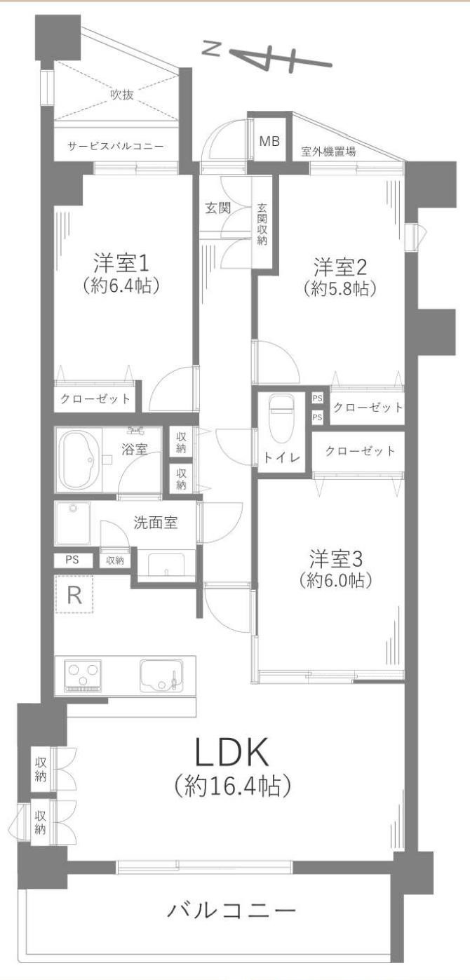 「藤和ガーデンハウス葉山」　3階　リフォームの間取り|導線を考えられた間取り