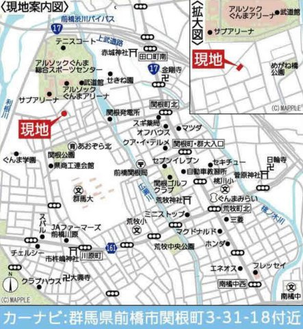 【新築】前橋市関根町第3　限定1棟　クレイドルガーデン　新築建売の地図